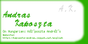 andras kaposzta business card